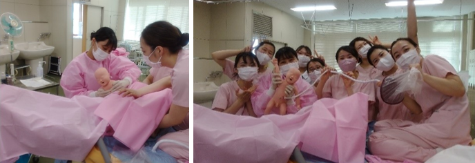 分娩介助の練習の写真