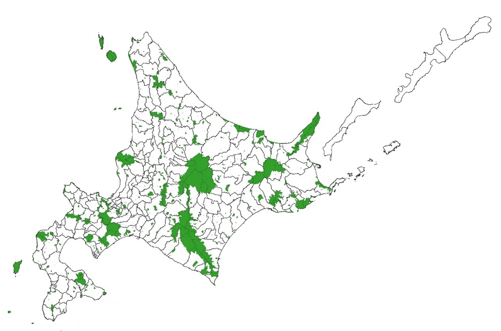 図 道内の陸域に係る保護地域の設定状況 (JPG 111KB)