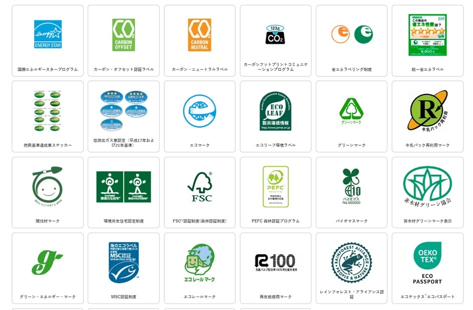 図 環境省「環境ラベル等データベース」に掲載されている環境ラベル等の一例 (JPG 127KB)