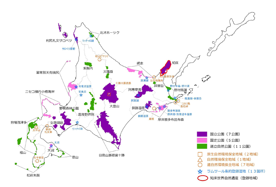 北海道の指定公園図表