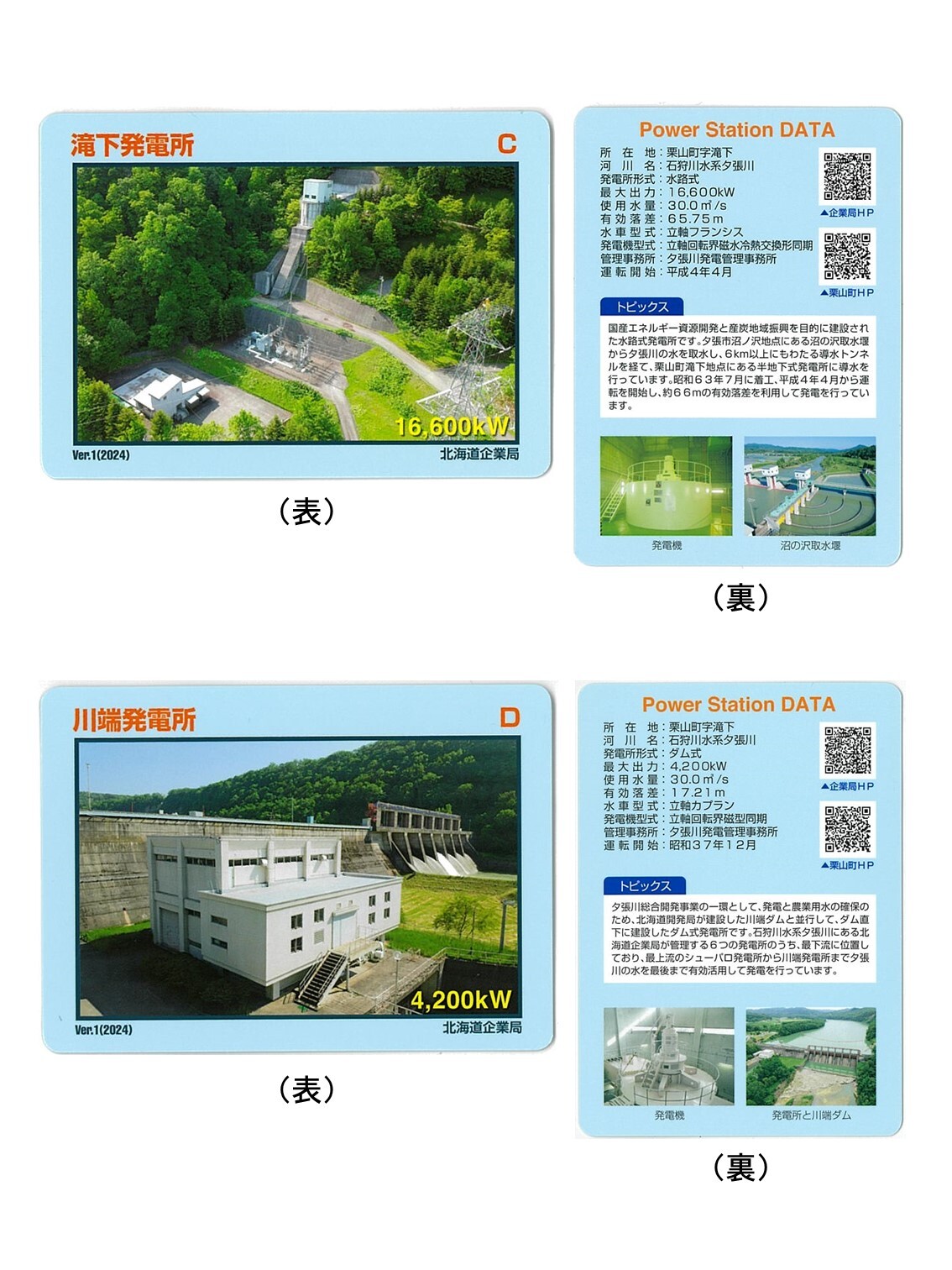 川端発電所及び滝下発電所カード レイアウト
