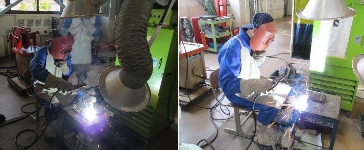 アーク溶接実技　T継手水平隅肉溶接