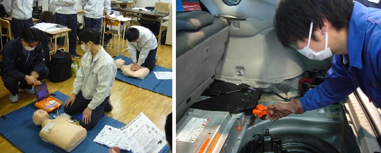 救命措置講習、サービスプラグ脱着