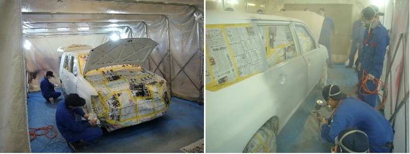 マスキング、サフェーサー塗装